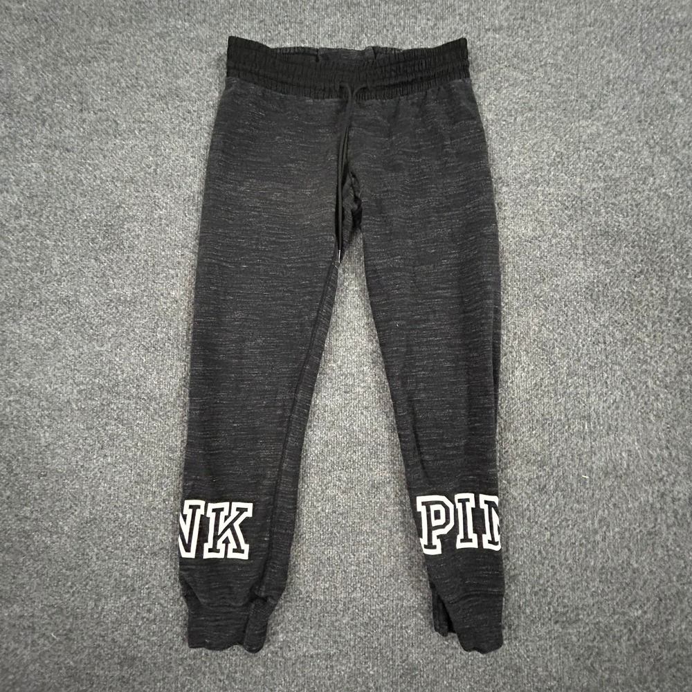 Pink Joggers Womens Size S Charcoal Grey Marl Logo Slim Fit Athletic Sweatpants